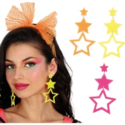 BOUCLES OREILLES ÉTOILES FLUO ADULTE