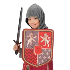 BOUCLIER CHEVALIER LION MOUSSE EVA 28X35CM ROUGE