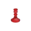 BOUGEOIR CHANDELIER VERRE VINTAGE 10.5CM ROUGE