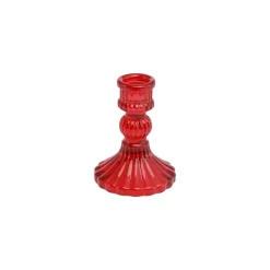 BOUGEOIR CHANDELIER VERRE VINTAGE 10.5CM ROUGE