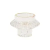 BOUGEOIR DOUBLE VERRE RAINURÉ LISERÉ OR 5.7X8CM