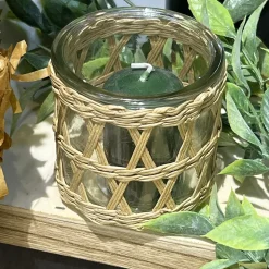BOUGEOIR EN VERRE RAPHIA