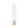 BOUGEOIR PHOTOPHORE TUBE VERRE BASE BOIS 30CM
