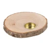 BOUGEOIR RONDIN BOIS ÉCORCE MÉTAL OR 15X2CM NATURE