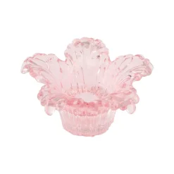BOUGEOIR VERRE NYMPHEA 12.5X6CM ROSE