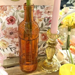 BOUGEOIR VERRE SALVIA 15.5CM OCRE