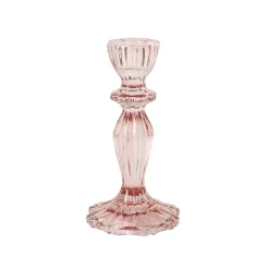 BOUGEOIR VERRE SALVIA 15.5CM ROSE