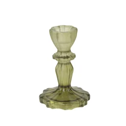 BOUGEOIR VERRE SALVIA 11CM VERT SAUGE MAT