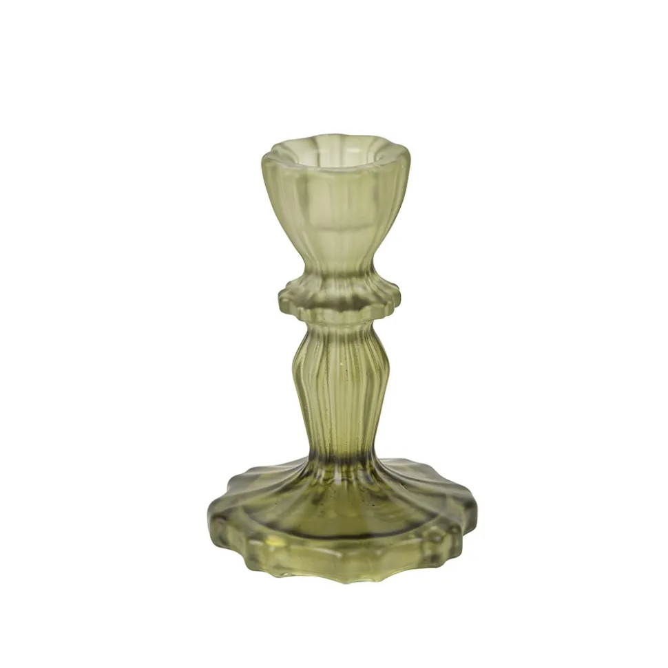 BOUGEOIR VERRE SALVIA 11CM VERT SAUGE MAT