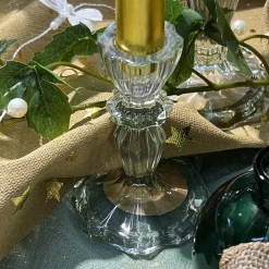 BOUGEOIR VERRE SALVIA 15.5CM VERT SAUGE