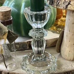 BOUGEOIR VERRE SALVIA 15.5CM VERT SAUGE