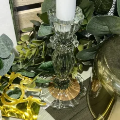 BOUGEOIR VERRE SALVIA 11CM VERT SAUGE