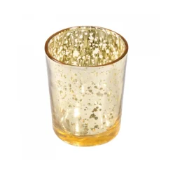BOUGEOIR VERRE 5.5X6.7CM OR MÉTAL