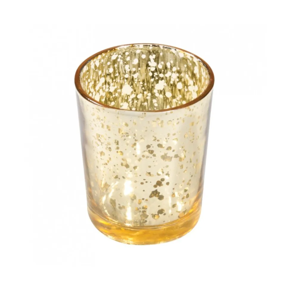 BOUGEOIR VERRE 5.5X6.7CM OR MÉTAL