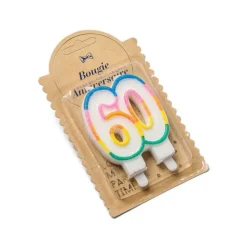 BOUGIE ANNIVERSAIRE CHIFFRE 60 BOBÈCHE 7.5CM