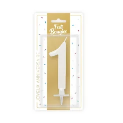 BOUGIE ANNIVERSAIRE GÉANTE BLANCHE - CHIFFRE 1