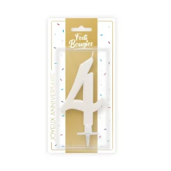 BOUGIE ANNIVERSAIRE GÉANTE BLANCHE - CHIFFRE 4