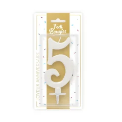 BOUGIE ANNIVERSAIRE GÉANTE BLANCHE - CHIFFRE 5