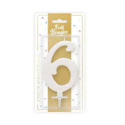 BOUGIE ANNIVERSAIRE GÉANTE BLANCHE - CHIFFRE 6