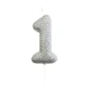 BOUGIE ARGENT PAILLETTÉ CHIFFRE 1