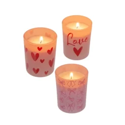 BOUGIE BOUGEOIR VERRE LOVE 6.5X5CM ROSE
