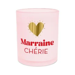 BOUGIE BOUGEOIR VERRE MARRAINE CHÉRIE 7.5CM ROSE