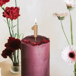 BOUGIE CHIFFRE 1 CIRE ANNIVERSAIRE 4.5CM OR
