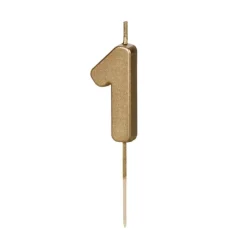 BOUGIE CHIFFRE 1 CIRE ANNIVERSAIRE 4.5CM OR