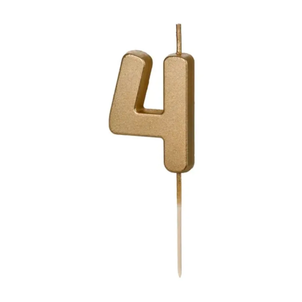 BOUGIE CHIFFRE 4 CIRE ANNIVERSAIRE 4.5CM OR