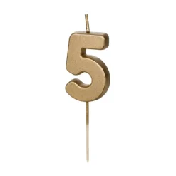 BOUGIE CHIFFRE 5 CIRE ANNIVERSAIRE 4.5CM OR