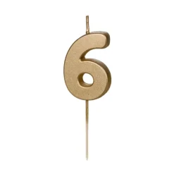 BOUGIE CHIFFRE 6 CIRE ANNIVERSAIRE 4.5CM OR