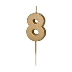 BOUGIE CHIFFRE 8 CIRE ANNIVERSAIRE 4.5CM OR