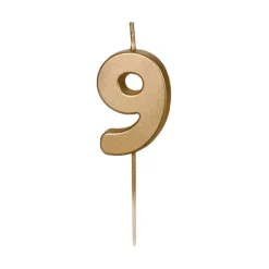 BOUGIE CHIFFRE 9 CIRE ANNIVERSAIRE 4.5CM OR