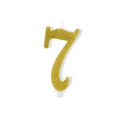 BOUGIE CHIFFRE 7 CIRE PAILLETTES 10CM OR