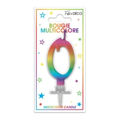 BOUGIE CHIFFRE 0 6.2CM MULTICOLORE