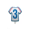 BOUGIE CHIFFRE 3 MAILLOT FRANCE FOOTBALL 8CM