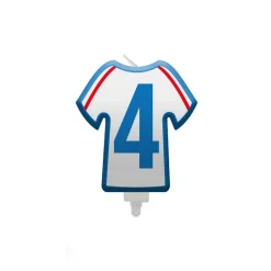 BOUGIE CHIFFRE 4 MAILLOT FRANCE FOOTBALL 8CM