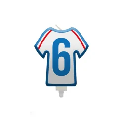 BOUGIE CHIFFRE 6 MAILLOT FRANCE FOOTBALL 8CM