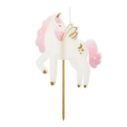 BOUGIE CIRE ANNIVERSAIRE LICORNE 9CM BLANC