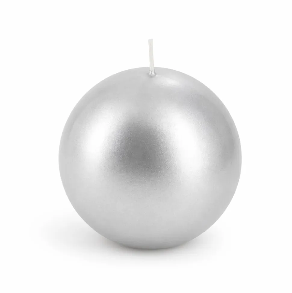 BOUGIE CIRE SPHÈRE 10H 60MM ARGENT