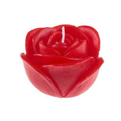 BOUGIE DÉCORATIVE FLEUR ROSE 12X7CM ROUGE