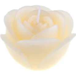 BOUGIE DÉCORATIVE FLEUR ROSE 12X7CM IVOIRE