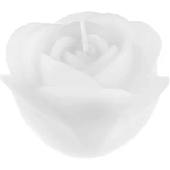 BOUGIE DÉCORATIVE FLEUR ROSE 12X7CM BLANC