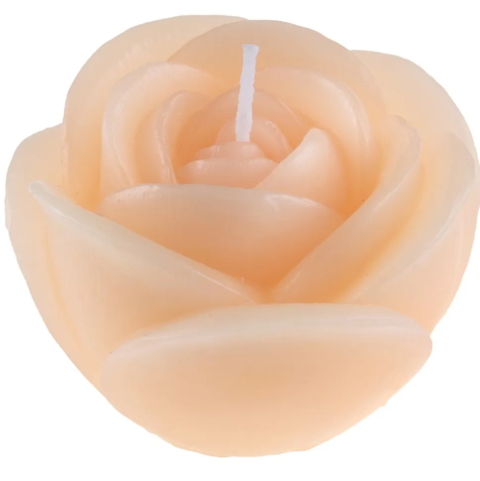 BOUGIE DÉCORATIVE FLEUR ROSE 12X7CM PÊCHE