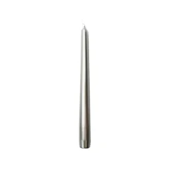 BOUGIE FLAMBEAU CONIQUE 8H 25CM ARGENT