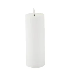 BOUGIE LED CYLINDRIQUE CIRE BRILLANT 20X7CM BLANC