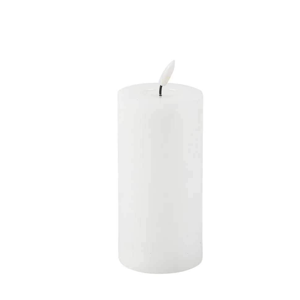 BOUGIE LED CYLINDRIQUE CIRE BRILLANT 15X7CM BLANC