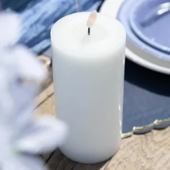 BOUGIE LED CYLINDRIQUE CIRE BRILLANT 15X7CM BLANC