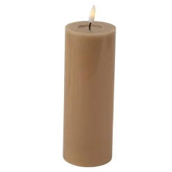 BOUGIE LED CYLINDRIQUE CIRE BRILLANT 20X7CM CAMEL