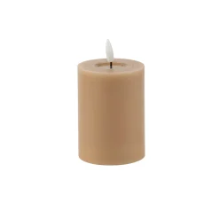 BOUGIE LED CYLINDRIQUE CIRE BRILLANT 10X7CM CAMEL